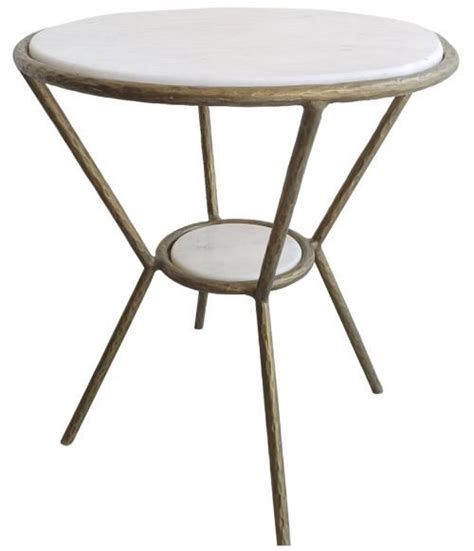 Uttermost® Refuge Polished White Marble Top Side Table With Antique Gold Frame Bob Mills Furniture