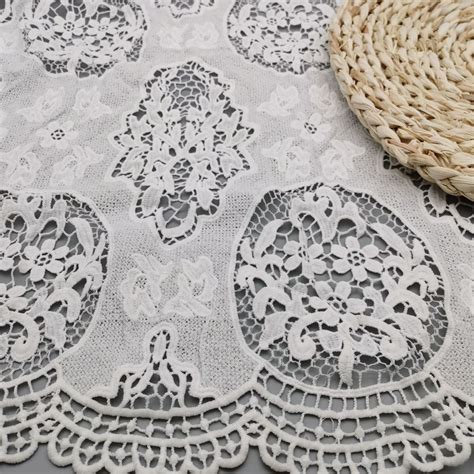 AMBER FABRIC Milk Silk Water Soluble Lace Fabric White Hollow Milk