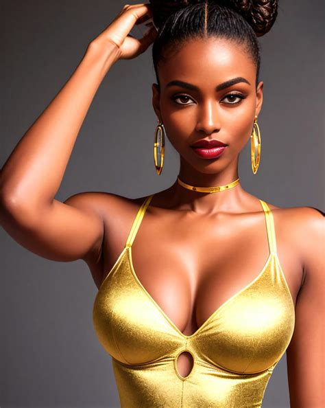 Beautiful Black Woman With Hot Gold Dress By Cre By Creativision1 On Deviantart