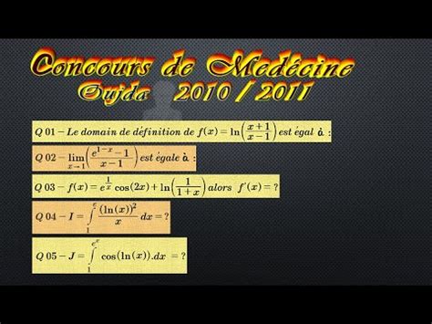 Correction Concours De Médecine Oujda 2010 Questions 01 02 03 04 05