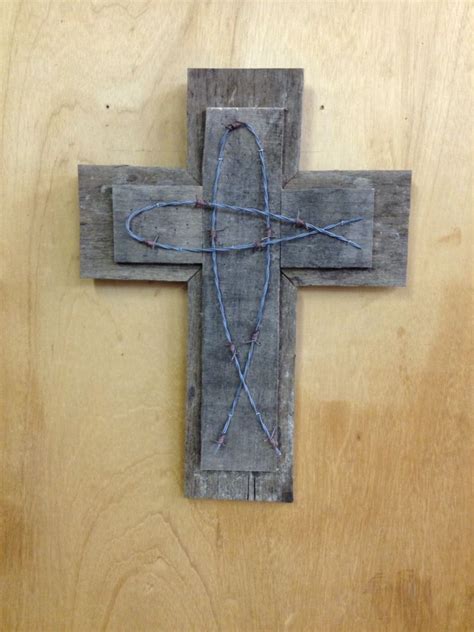 Pallet Wood Cross With Old Barb Wire