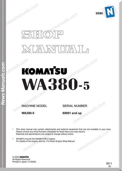 Komatsu Wa380-5 Models Shop Manual