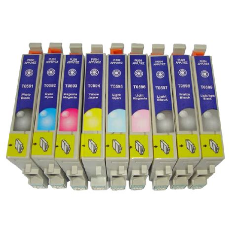 9PCS T0591 T0599 Compatible Ink Cartridge For Epson Stylus Photo R2400