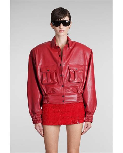 The Mannei Leather Jacket In Red Leather Lyst