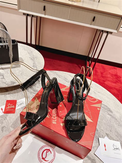 Replica Christian Louboutin Miss Sabina Mm Sandals In Black Patent