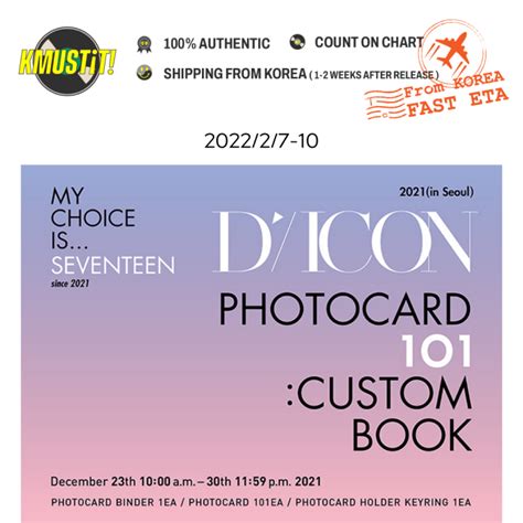 Dicon Seventeen Photocard Custom Book Preorder My