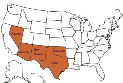 Southwest Region Map States And Capitals