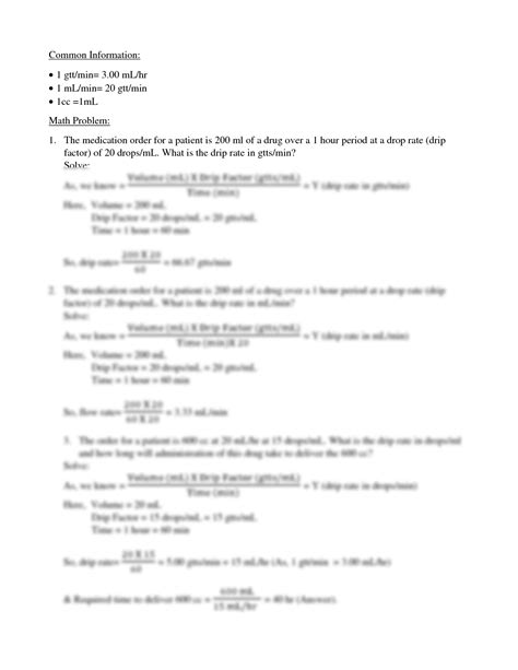 Solution Drip Rate Drip Factor Studypool