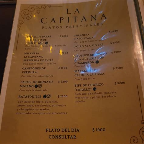 Carta del restaurante La Capitana Bodegón y Vermutería Buenos Aires