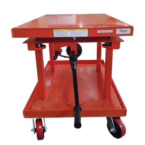 Hand Crank Operated Post Lift Table Mechanical Hand Crank Hydraulic