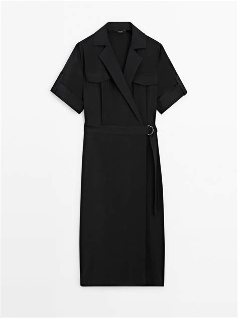 Massimo Dutti Belted Shirt Dress Black Editorialist