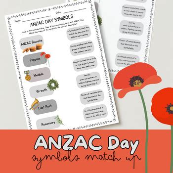 ANZAC Day Symbols Match Up by School with Jewel | TPT