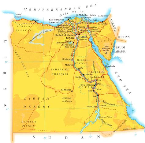 Physical Map Of Egypt - Yoshi Katheryn