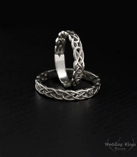 Celtic Wedding Bands, Celtic Rings Set, Couple Rings, Silver Wedding ...