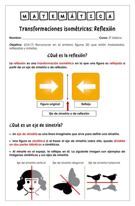 Gu A De Trabajo Transformaciones Isom Tricas Reflexi N B Sico