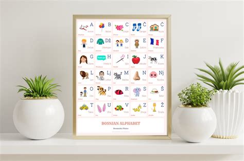 BOSNIAN Alphabet CHART With Words and English Translations Printable ...