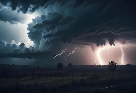 Dramático y poderoso tornado Tormenta de relámpago sobre el cielo