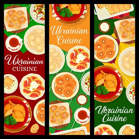 Ukrainian Cuisine Food Banners Meat Fish Veggie 17127633 Vector Art