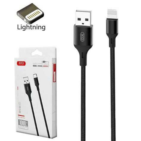 Câble Chargeur Xo NB 143 Braided USB Vers Lightning Noir SpaceNet