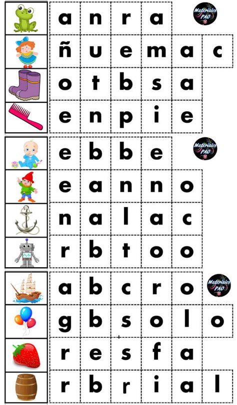 Juegos Para Recortar Y Armar Juegos De Letras Educativos Para Ninos