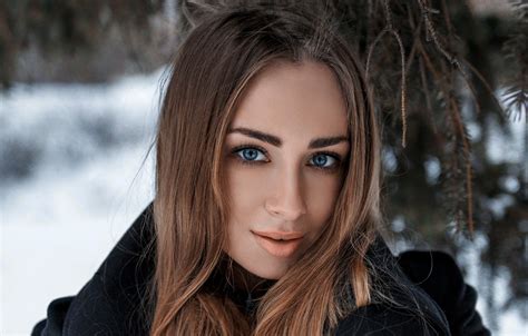 Wallpaper Winter Forest Look Girl Face Sweetheart Model Lips For