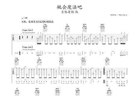 她会魔法吧吉他谱dj小鱼儿g调指弹 吉他世界