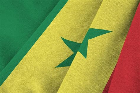 Premium Photo Senegal Flag With Big Folds Waving Close Up Under The