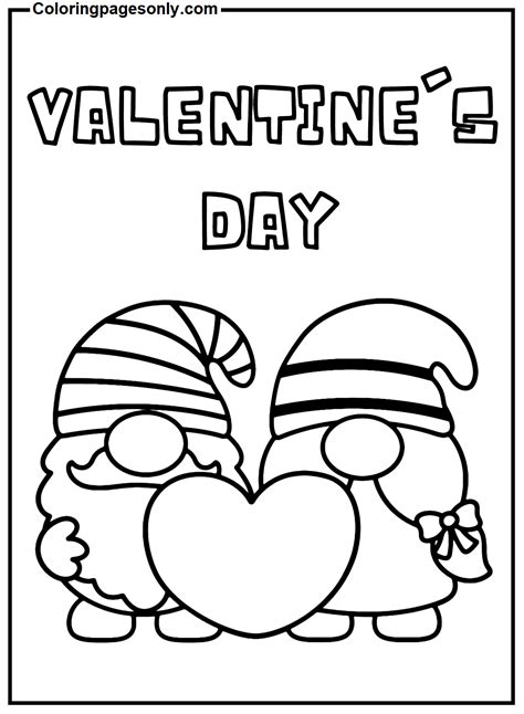 Gnomes In Valentine S Day Coloring Page Free Printable Coloring Pages