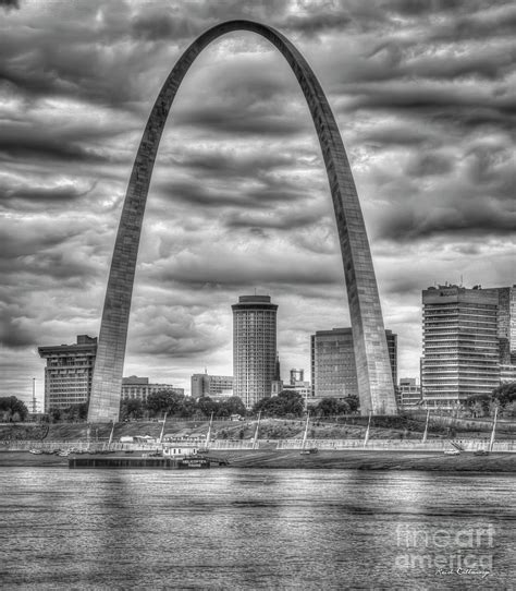 The Gateway Arch River View B W St Louis Missouri Cityscape Art