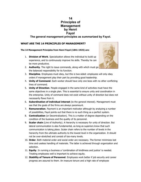 14 Principles Of Management Henri Fayol