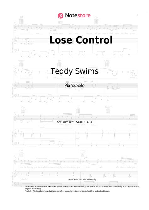 Lose Control Teddy Swims Noten Pdf Solo Klavier Note Storede