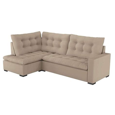 Sofa Canto Retratil Lugar Toquio Macchiato Veludo Bege Medio Black