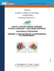 AVANCE 3 doc PSY475 Pruebas y medición en psicología PSY475 Pruebas