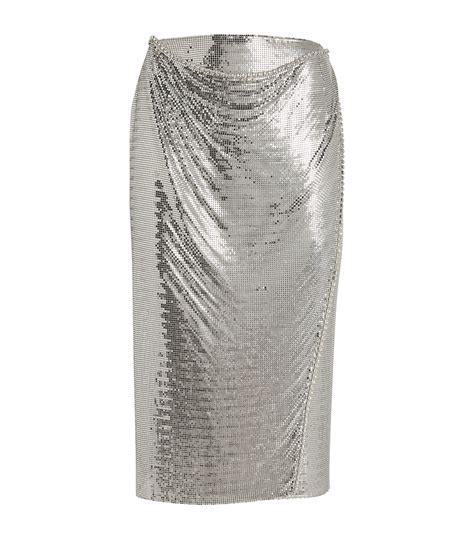 Womens Rabanne Silver Chainmail Midi Skirt Harrods UK