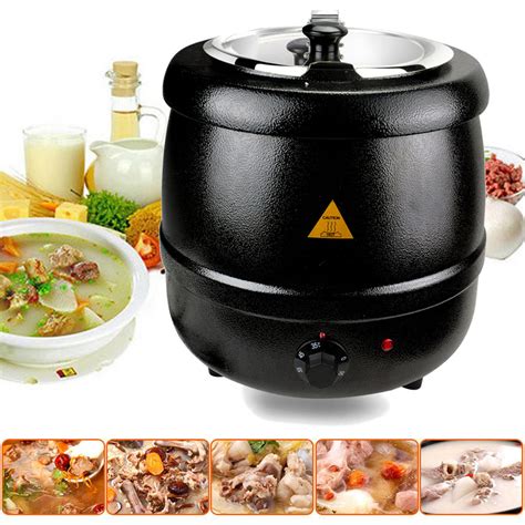 10l Black Electric Soup Kettle Warmer Countertop Pot Heater Kitchen