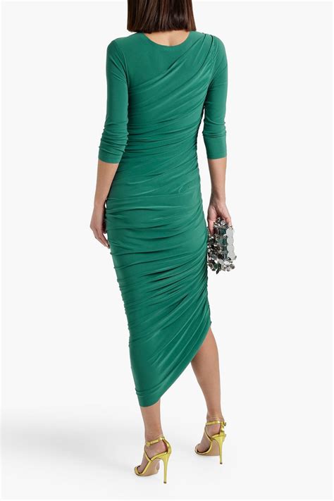 NORMA KAMALI Diana Ruched Stretch Jersey Midi Dress THE OUTNET