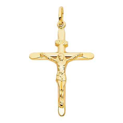 Jewels By Lux K Yellow Gold Christian Crucifix Cross Pendant Mm X