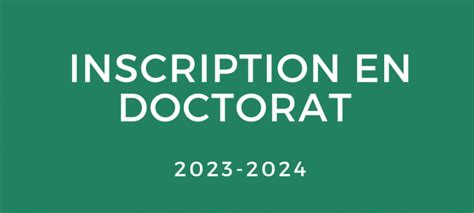 Inscription En Doctorat