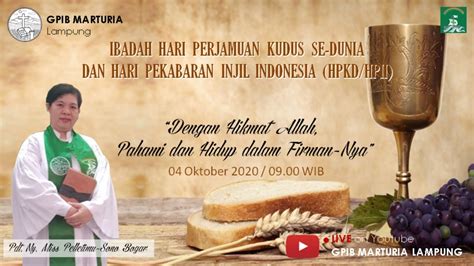 IBADAH HARI MINGGU 4 OKTOBER 2020 YouTube