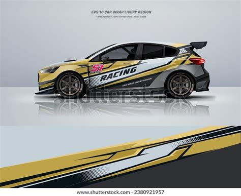 Gold Color Sporty Racing Car Wrap Stock Vector (Royalty Free ...