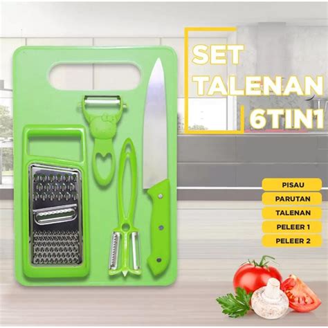 Jual Set Talenan Dapur Lengkap Dengan Pisau Alat Pengupas Buah 5in1