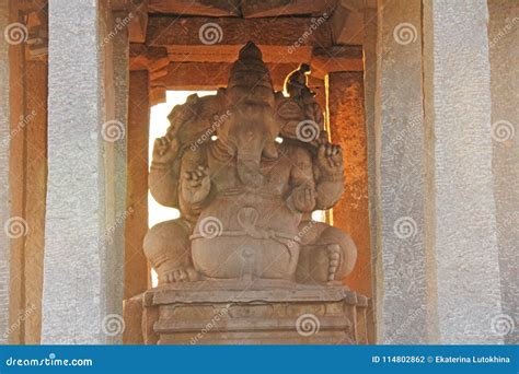 Holy Ganesha Temple in Hampi Sunset, Karnataka, India Stock Photo ...