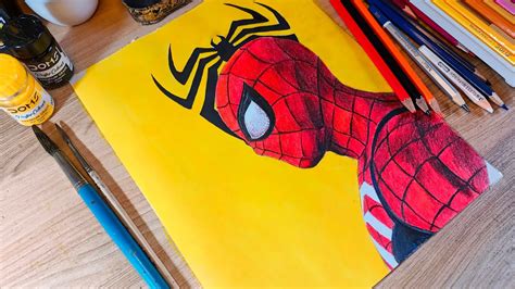 How To Draw Spiderman With Doms Colour Pencils 🎨🖌️ How To Draw