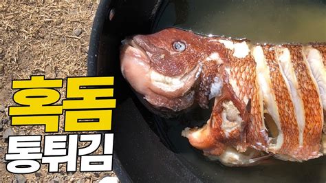 혹돔을 튀겨보았다 누가 맛없다 했는가 Fried Bulgyhead Wrasse Kobudai Youtube