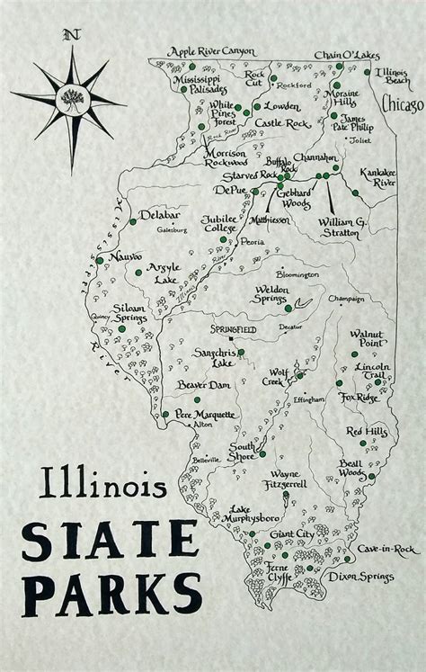 Illinois State Parks Map - Etsy