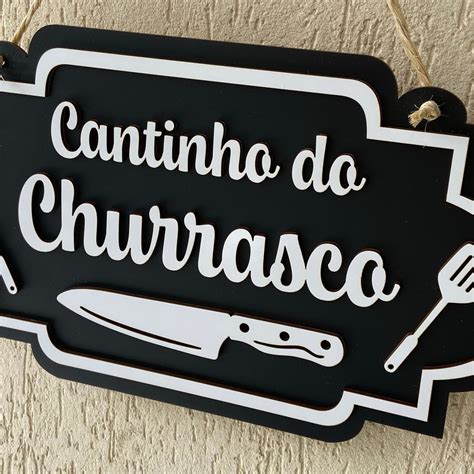 Placa Cantinho Do Churrasco Em Mdf Apliques Elo