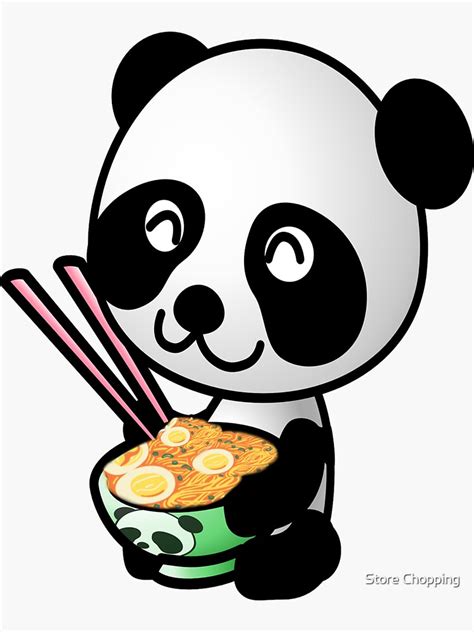 Panda Eating Ramen Cute Kawaii Noodles Sticker By Mohamedismaili