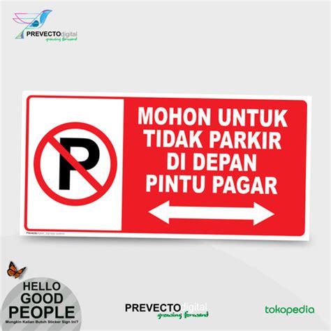 Jual Rambu Sign Dilarang Parkir Di Depan Pintu Pagar Sticker Stiker