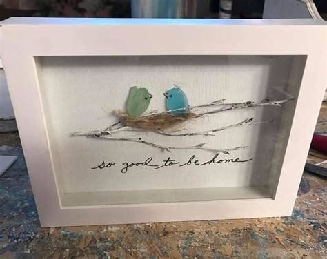 Sea Glass Art Beach Glass Art Housewarming Shadow Box Seaglassdiy Beach Glass Art Sea Glass