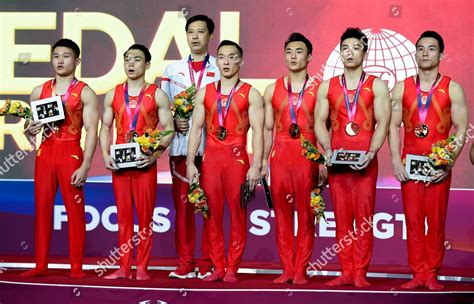 Chinese Gymnastics Team Stands On Podium Editorial Stock Photo - Stock Image | Shutterstock